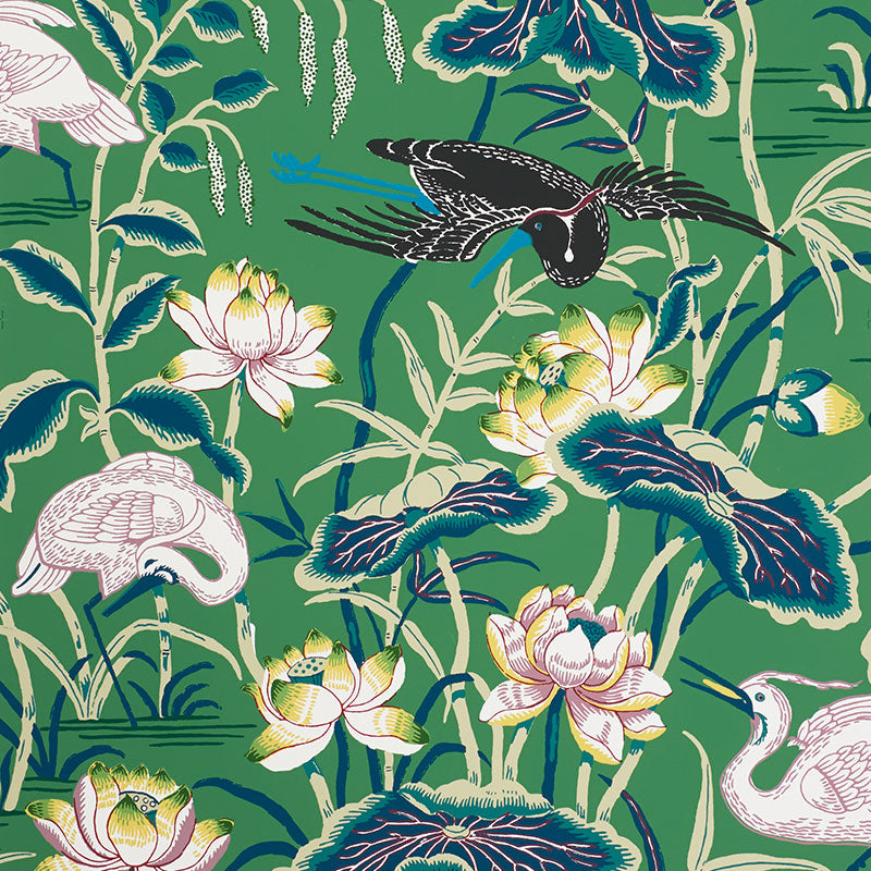 Schumacher Lotus Garden Jade 5008430 Wallpaper | 40% Off (Samples)