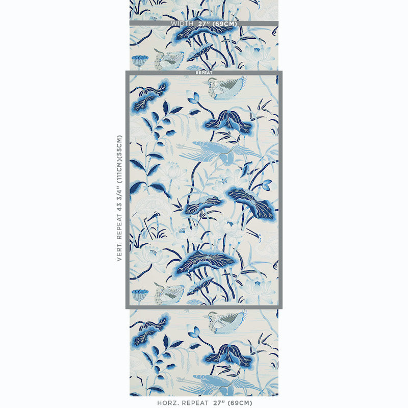 Schumacher Lotus Garden Porcelain Wallpaper Sample 5008435