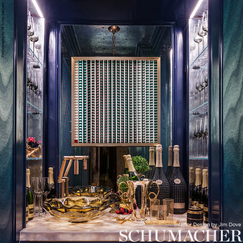 Schumacher Claridge Indigo Wallpaper Sample 5008450
