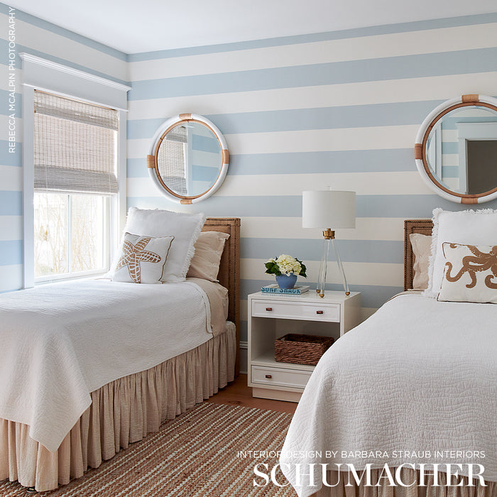 Schumacher Baxter Stripe Sky Wallpaper Sample 5008520