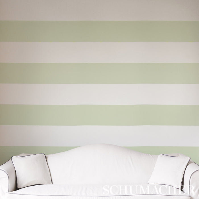 Schumacher Baxter Stripe Green Wallpaper Sample 5008525