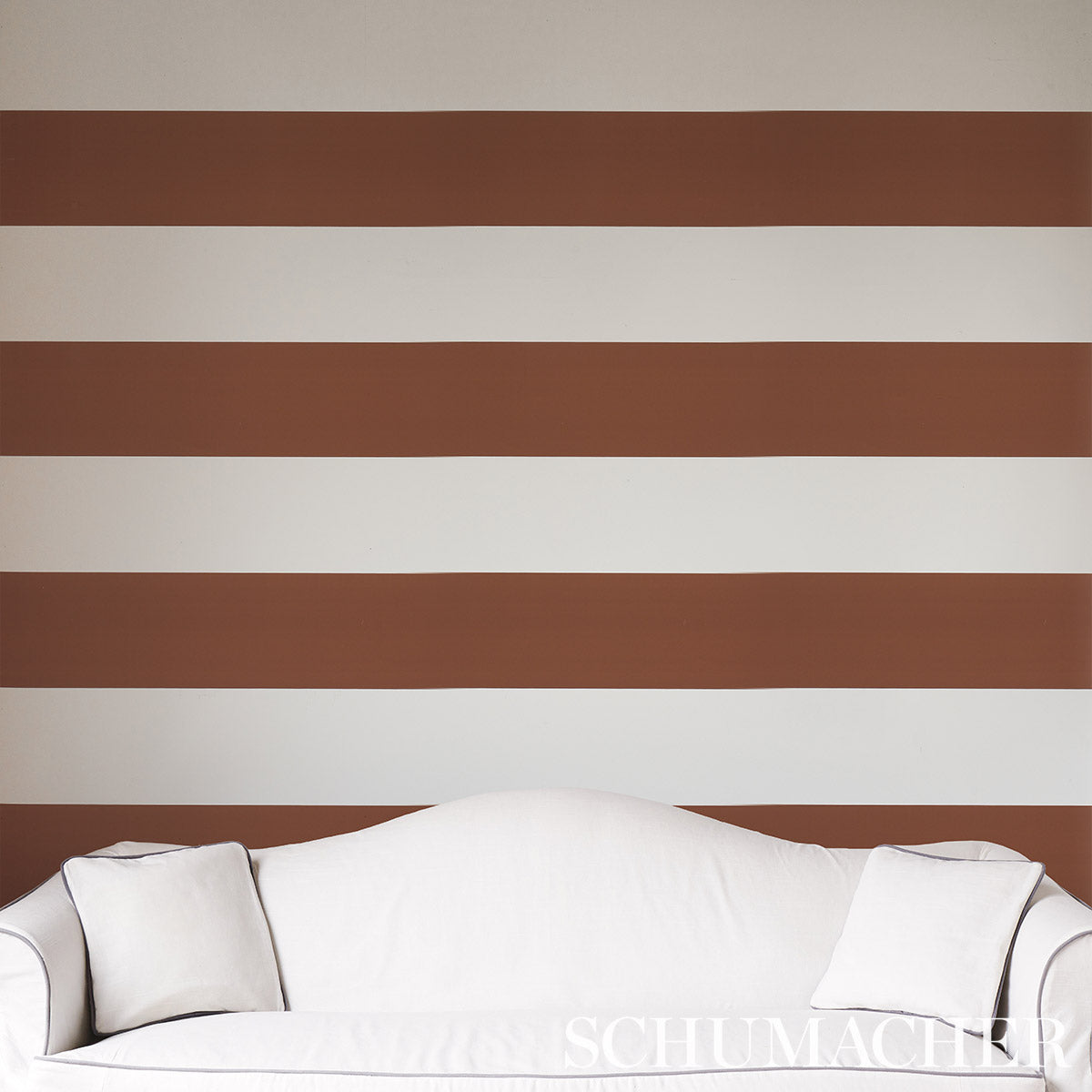 Schumacher Baxter Stripe Brown Wallpaper Sample 5008527
