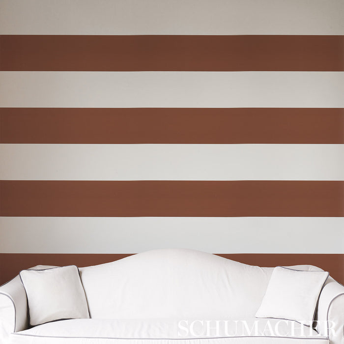 Schumacher Baxter Stripe Brown Wallpaper Sample 5008527