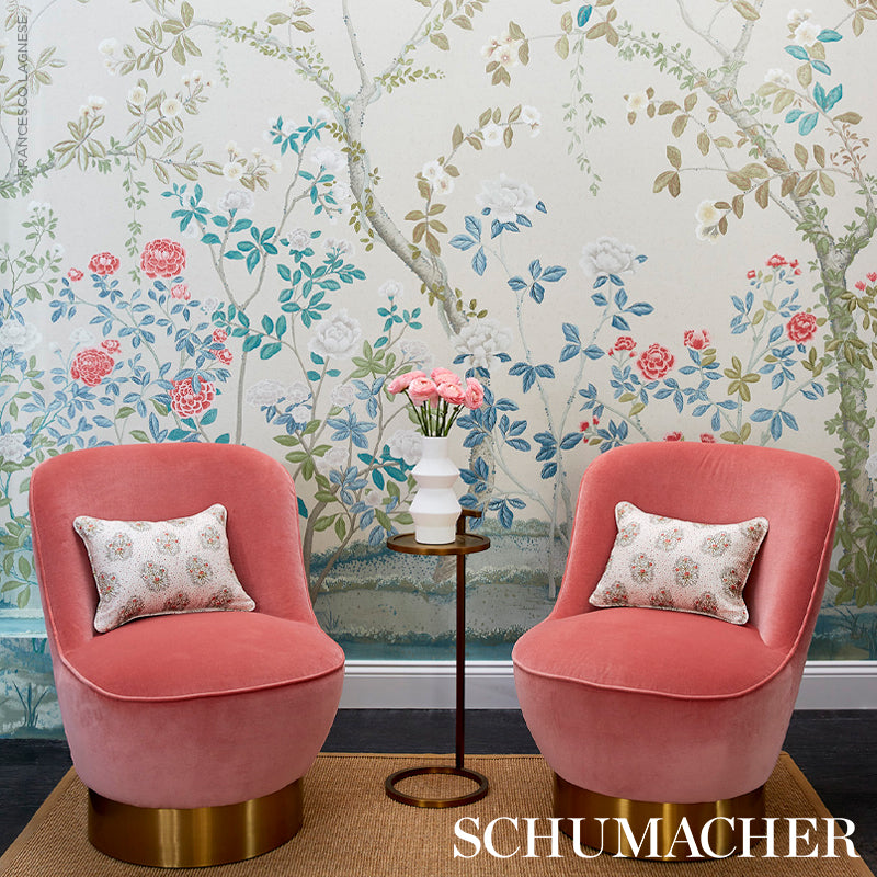 Schumacher Madame De Pompadour Panel Set Alabaster Wallpaper Sample 5008540