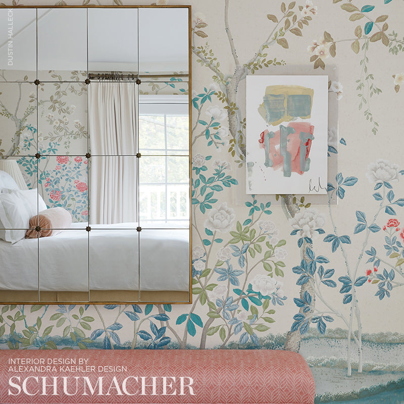 Schumacher Madame De Pompadour Panel Set Alabaster Wallpaper Sample 5008540