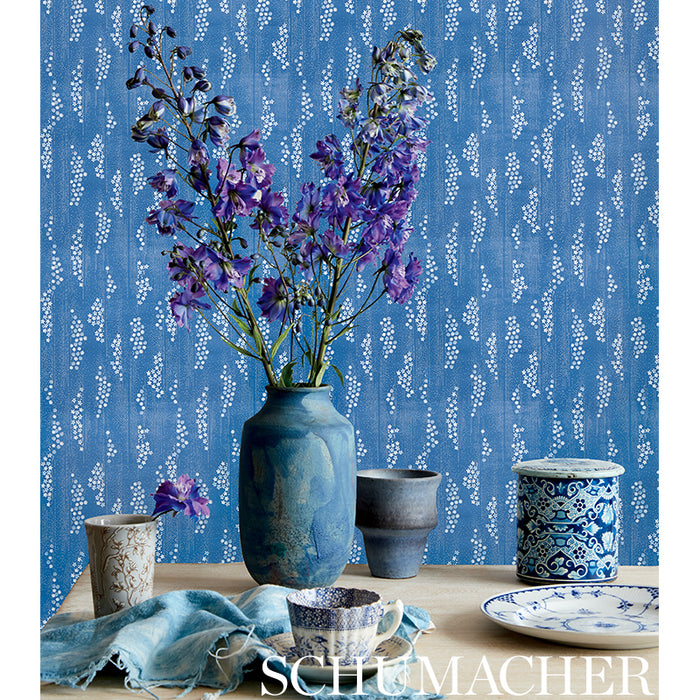 Schumacher Taki Floral Indigo Wallpaper Sample 5008740