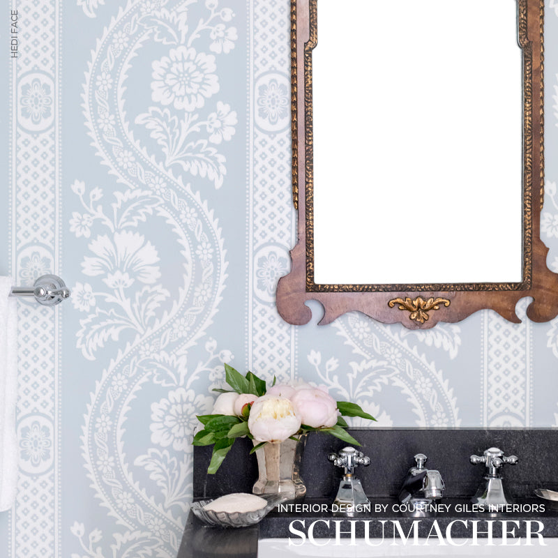 Schumacher Versailles Blue Wallpaper Sample 5008772