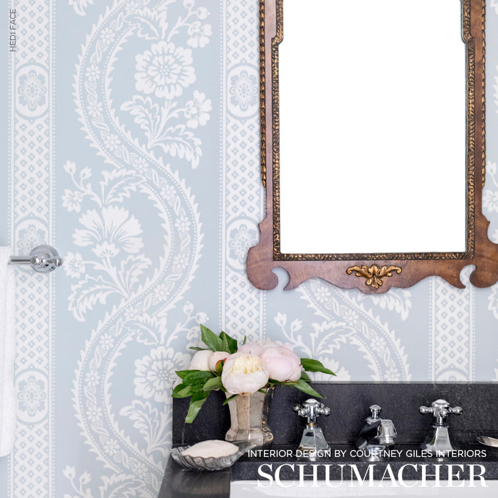 Schumacher Versailles Blue Wallpaper Sample 5008772