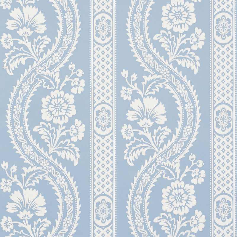 Schumacher Versailles Blue Wallpaper Sample 5008772