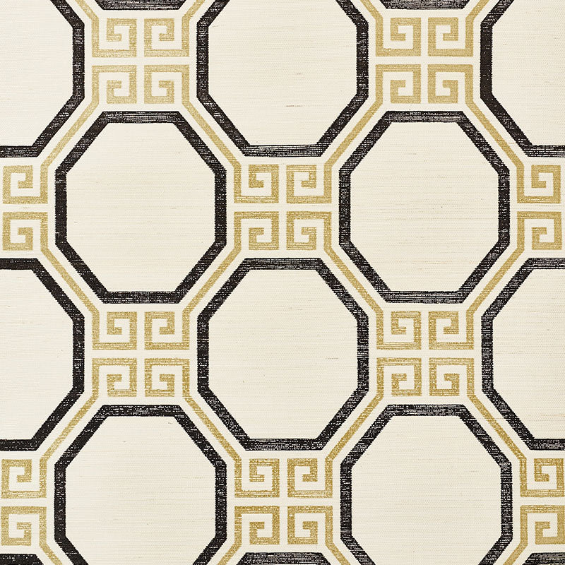 Schumacher Octavia Sisal Gold & Jet Wallpaper Sample 5008930