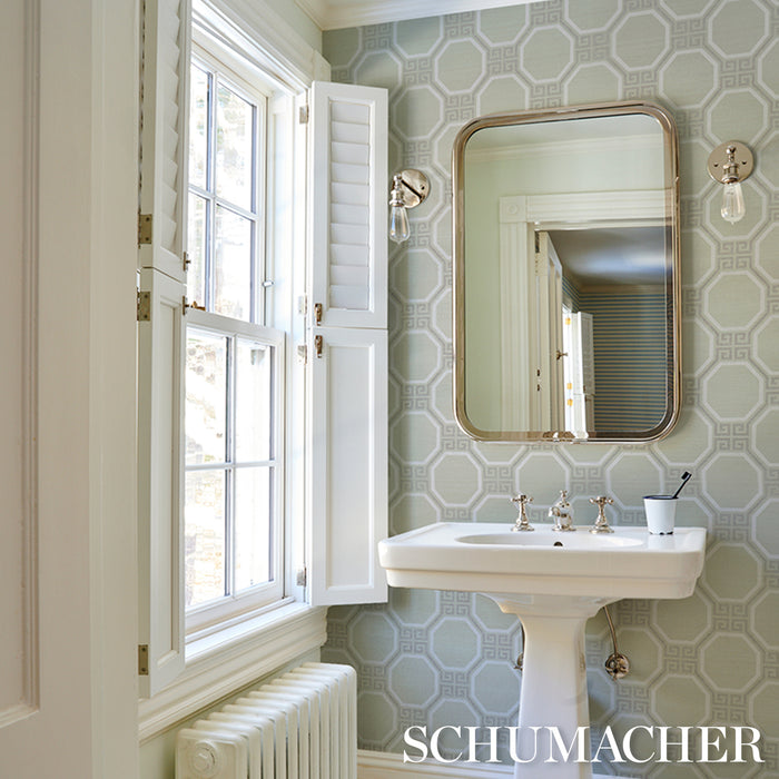 Schumacher Octavia Sisal Mint Wallpaper 5008936