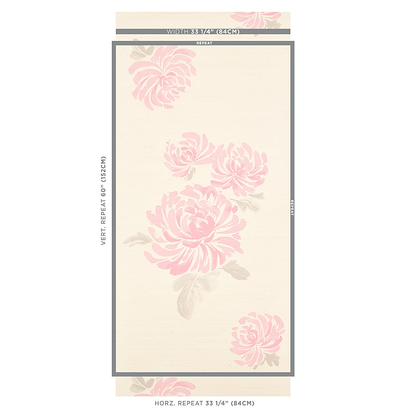 Schumacher Hana Sisal Pink Wallpaper Sample 5009041