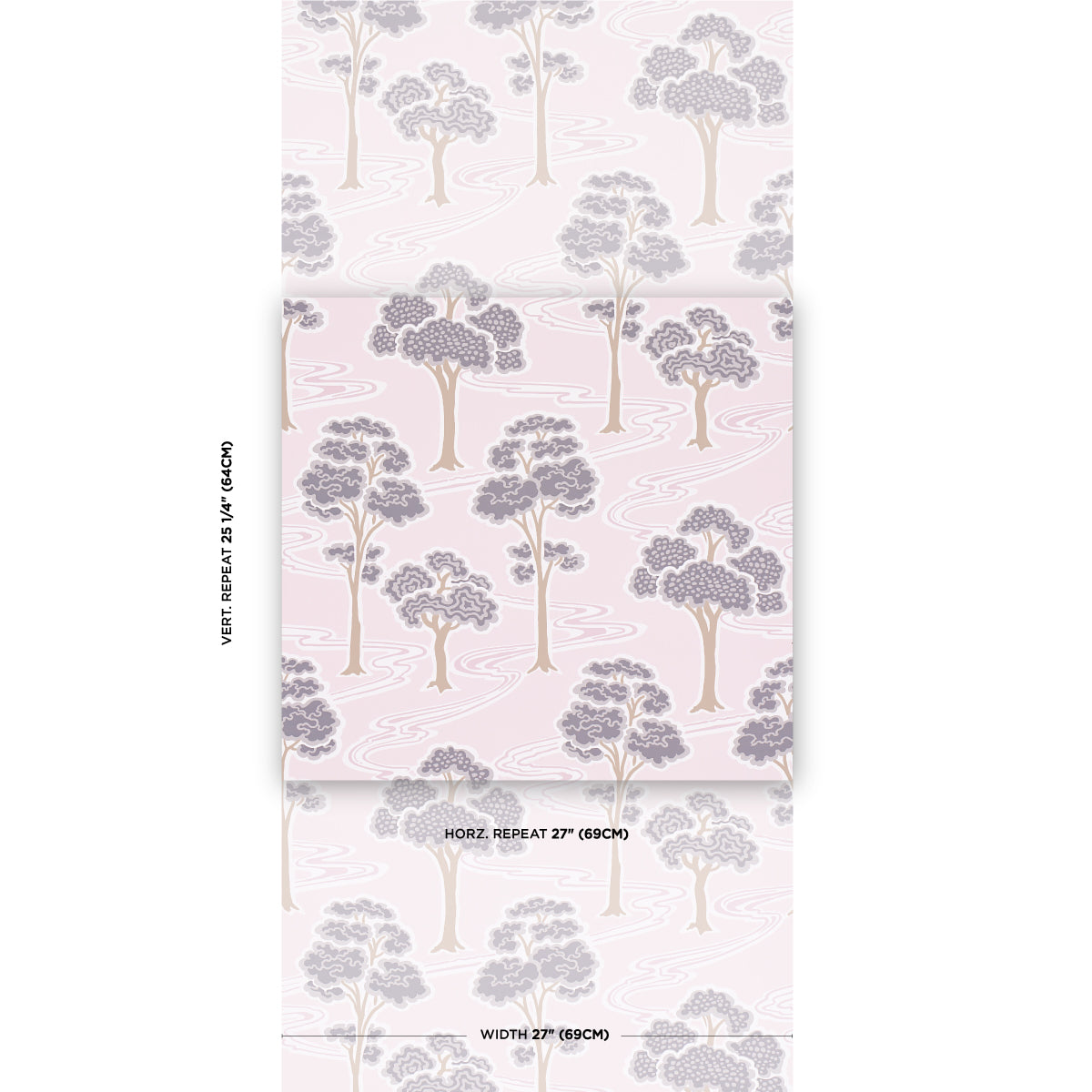 Schumacher Tree River Blush Wallpaper Sample 5009101