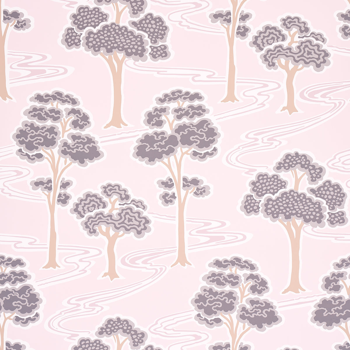 Schumacher Tree River Blush Wallpaper Sample 5009101