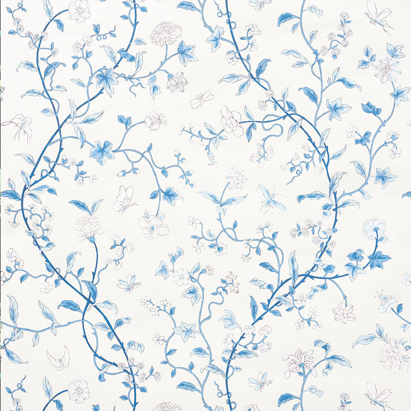 Schumacher Floraison Porcelain Wallpaper Sample 5009110