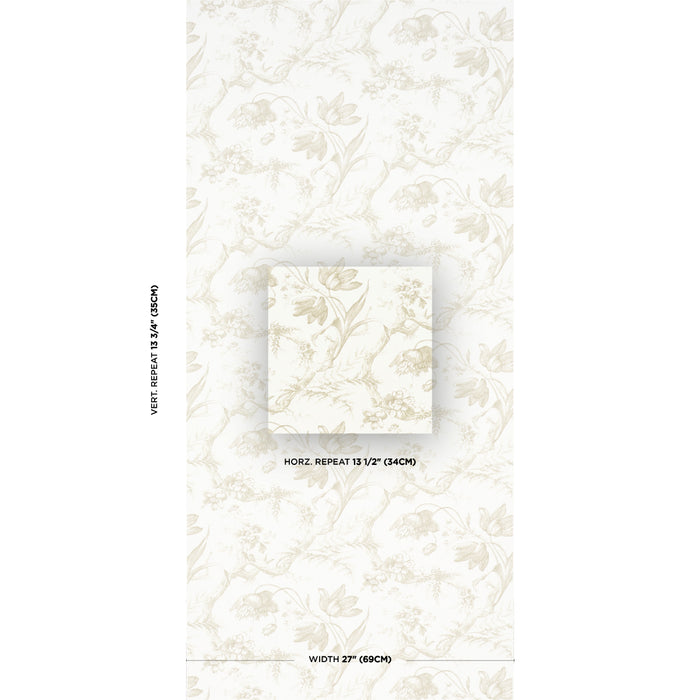 Schumacher Toile De Fleurs Birch Wallpaper Sample 5009125