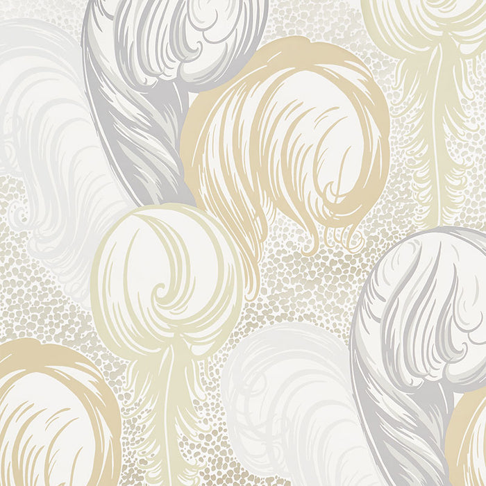 Schumacher Plumes Champagne Wallpaper Sample 5009150