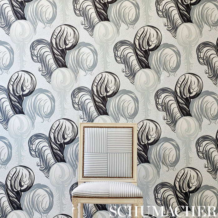 Schumacher Plumes Grisaille Wallpaper Sample 5009151