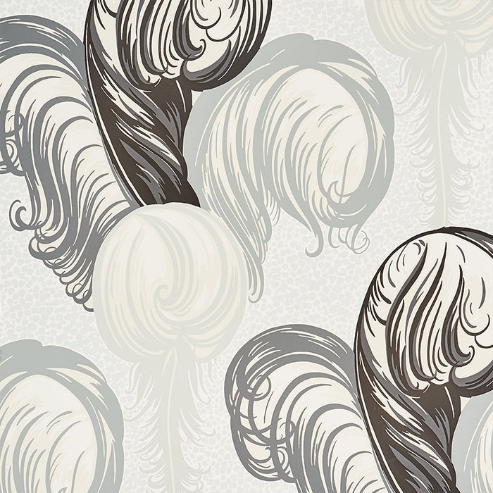Schumacher Plumes Grisaille Wallpaper Sample 5009151