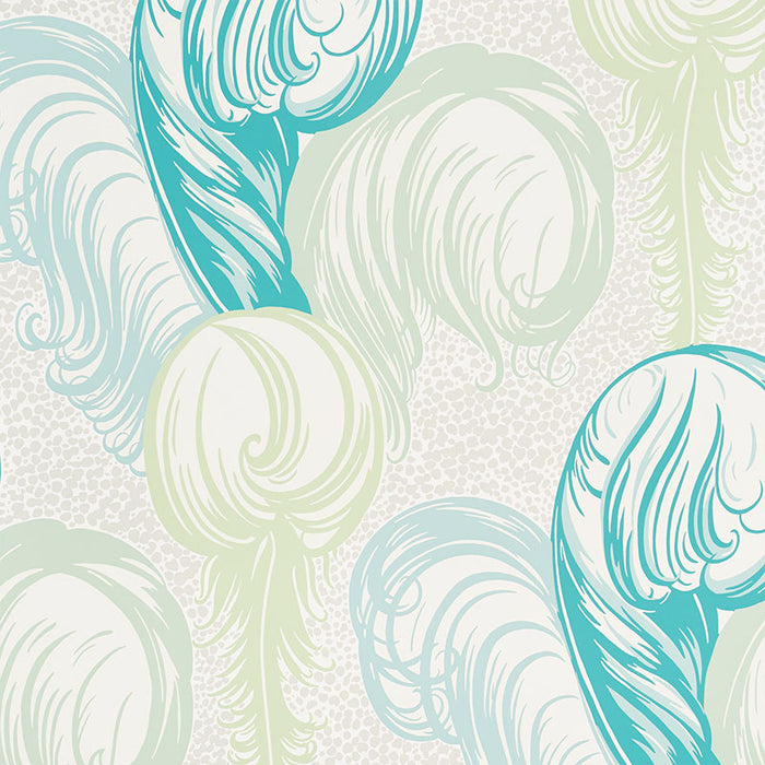 Schumacher Plumes Peacock Wallpaper Sample 5009152