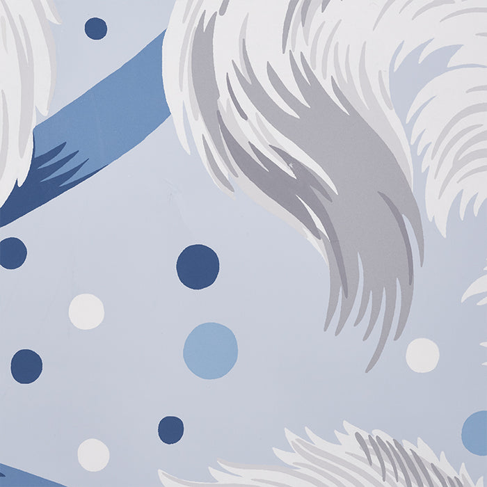 Schumacher Plumes Et Rubans Blue Wallpaper Sample 5009180