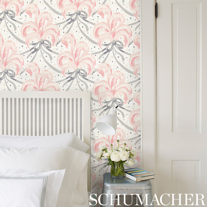 Schumacher Plumes Et Rubans Blush Wallpaper Sample 5009181