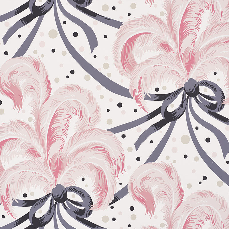 Schumacher Plumes Et Rubans Blush Wallpaper Sample 5009181