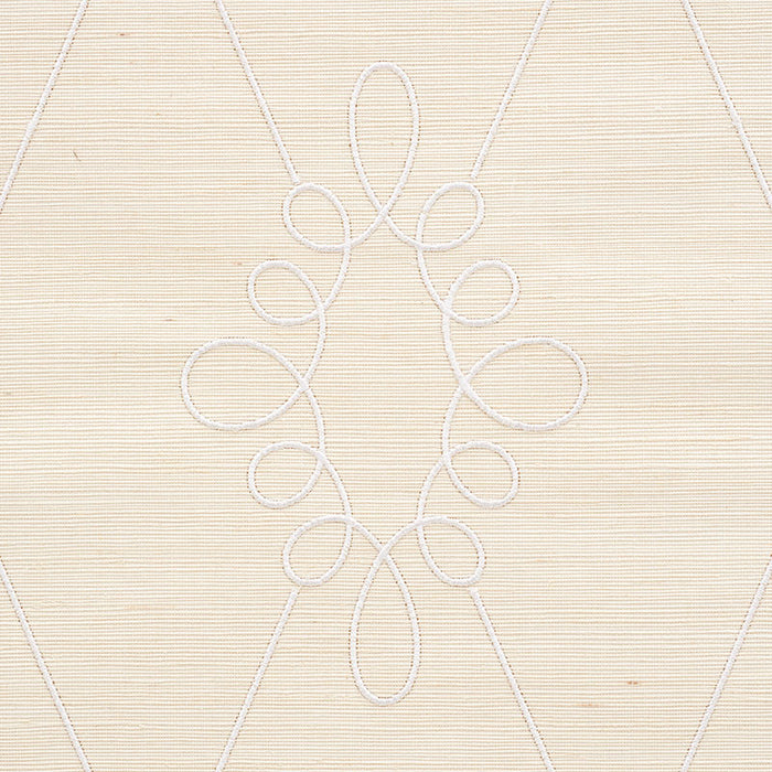 Schumacher Sylvie Embroidered Sisal Ivory Wallpaper 5009270