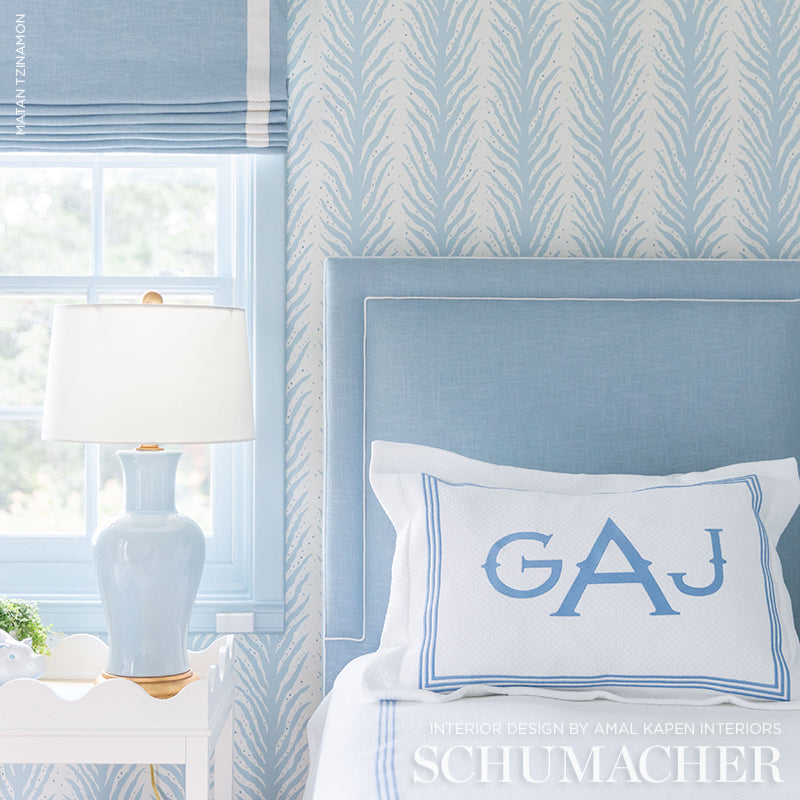 Schumacher Creeping Fern Slumber Blue Wallpaper Sample 5009451