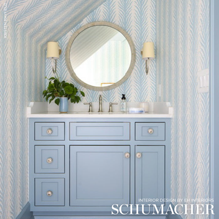 Schumacher Creeping Fern Slumber Blue Wallpaper Sample 5009451