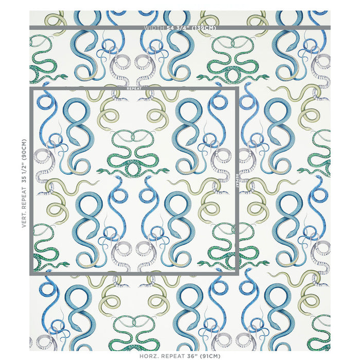 Schumacher Giove Emerald & Sapphire Wallpaper Sample 5009460