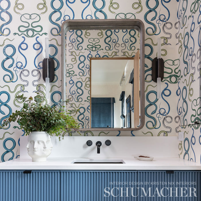 Schumacher Giove Emerald & Sapphire Wallpaper Sample 5009460