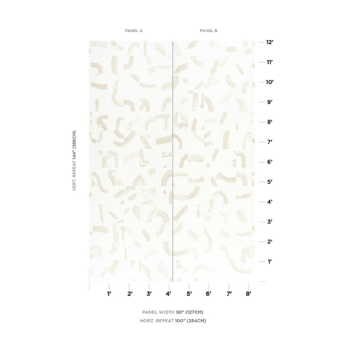 Schumacher Sepiessa Panel Set Neutral Wallpaper Sample 5009492