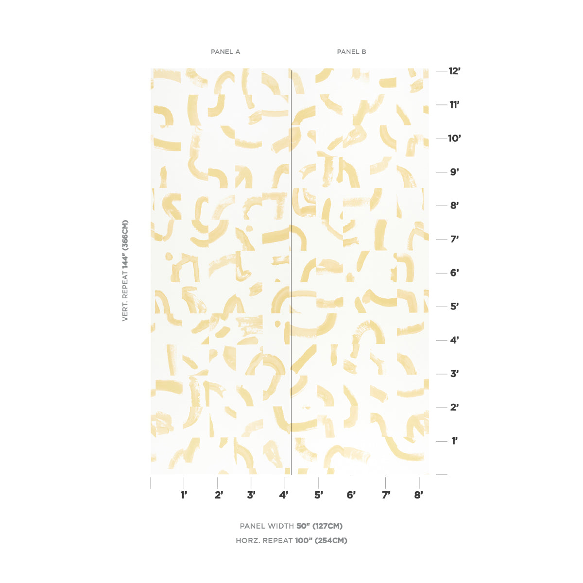 Schumacher Sepiessa Panel Set Yellow Wallpaper Sample 5009493