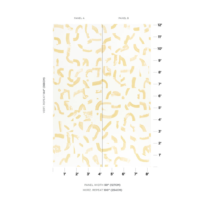 Schumacher Sepiessa Panel Set Yellow Wallpaper Sample 5009493