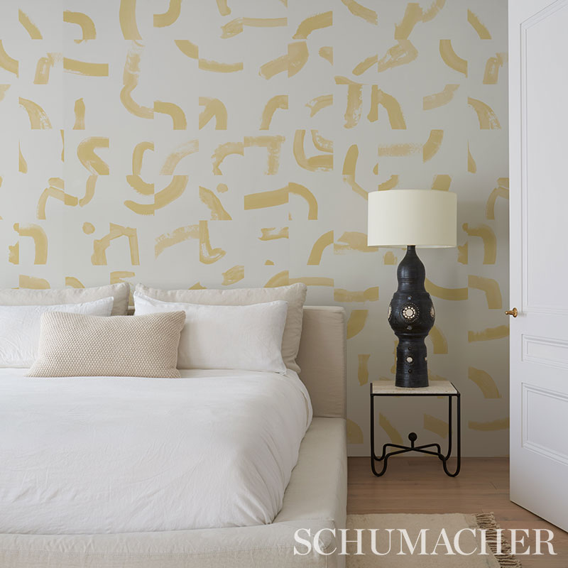 Schumacher Sepiessa Panel Set Yellow Wallpaper Sample 5009493