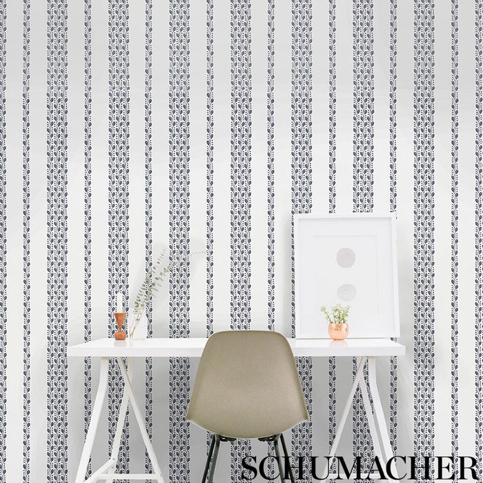 Schumacher Lillian Vine Grey Wallpaper Sample 5009521