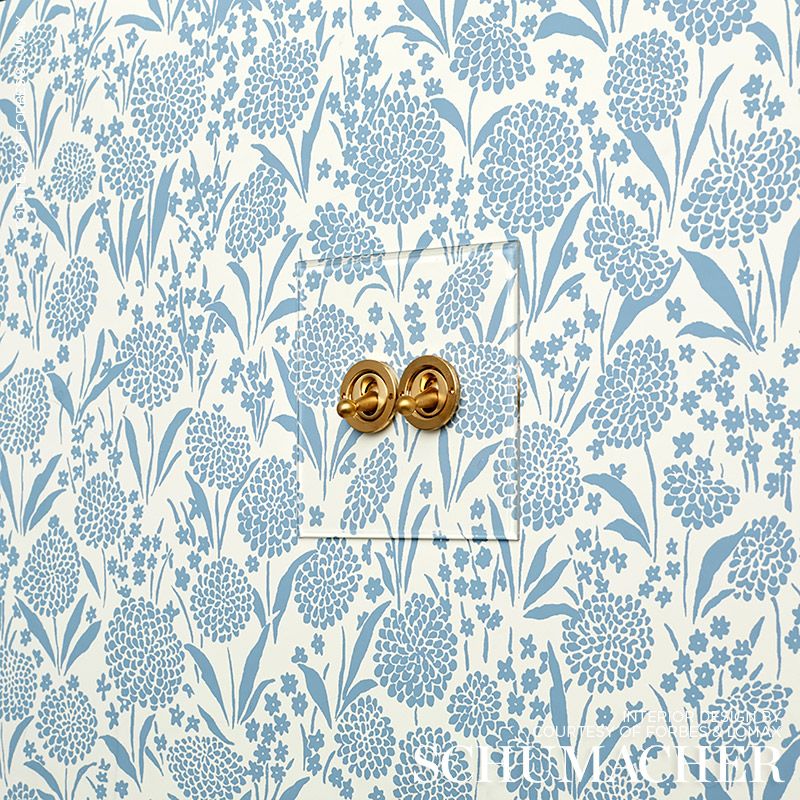 Schumacher Chrysanthemum Chambray Wallpaper Sample 5009550