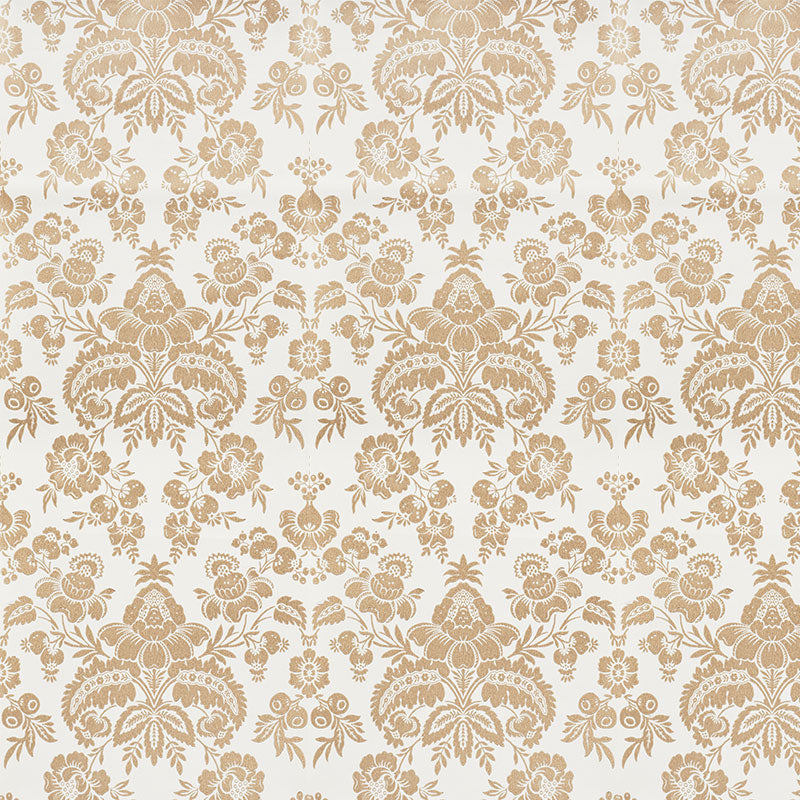 Schumacher Simone Damask Gold Wallpaper 5009610