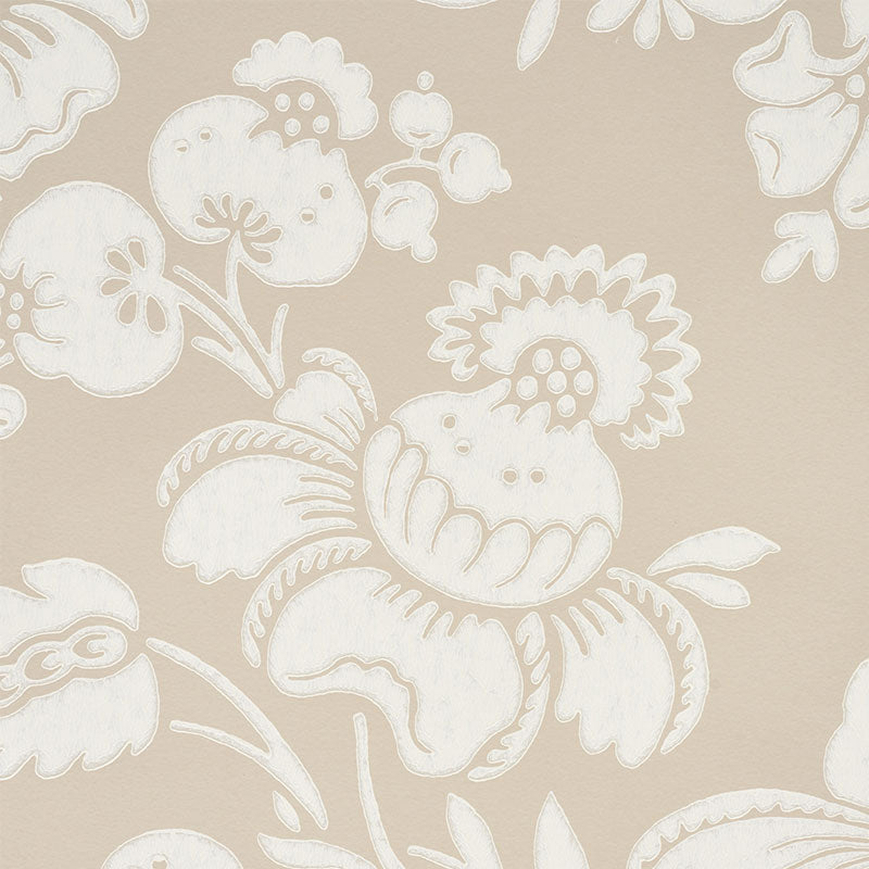 Schumacher Simone Damask Stone Wallpaper Sample 5009612