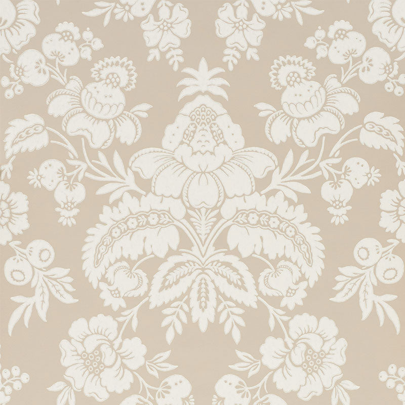 Schumacher Simone Damask Stone Wallpaper Sample 5009612