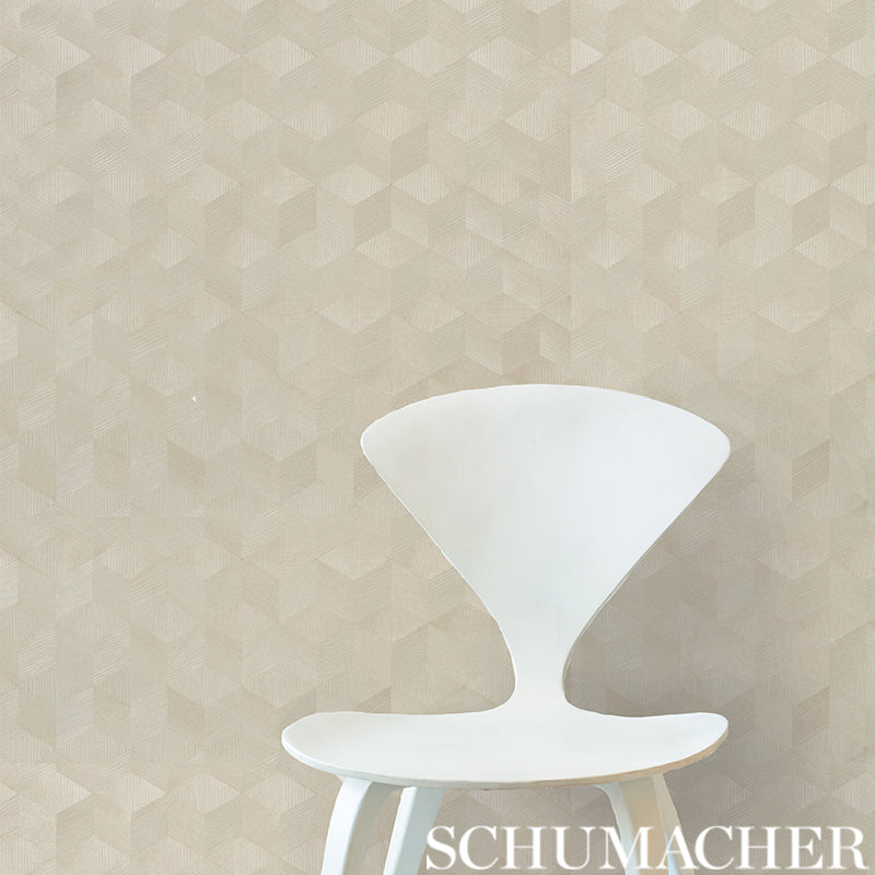 Schumacher Chevron Inlay Blond Wallpaper Sample 5009630