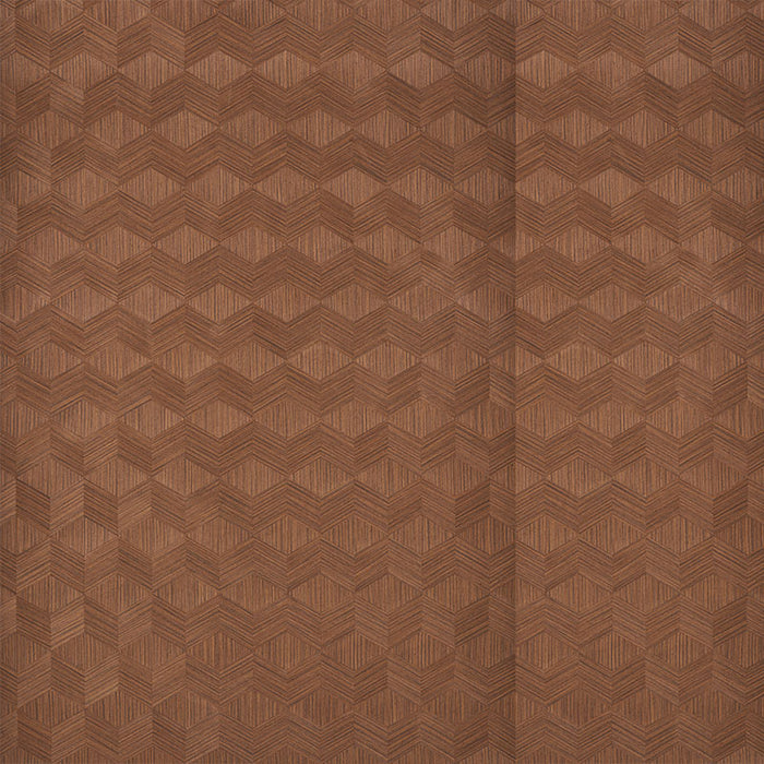 Schumacher Chevron Inlay Walnut Wallpaper Sample 5009631