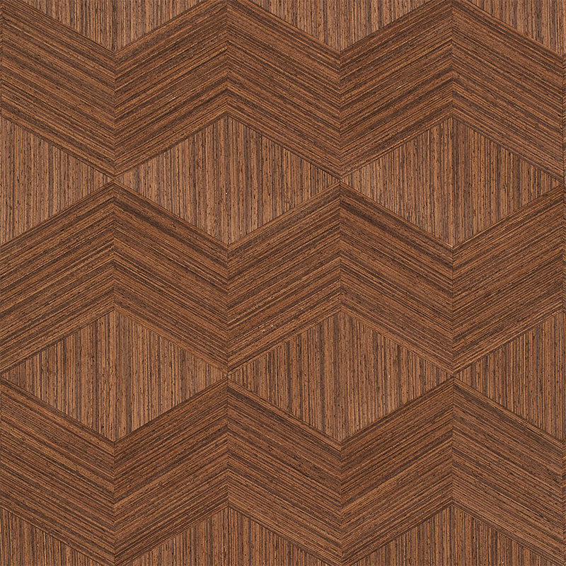 Schumacher Chevron Inlay Walnut Wallpaper Sample 5009631