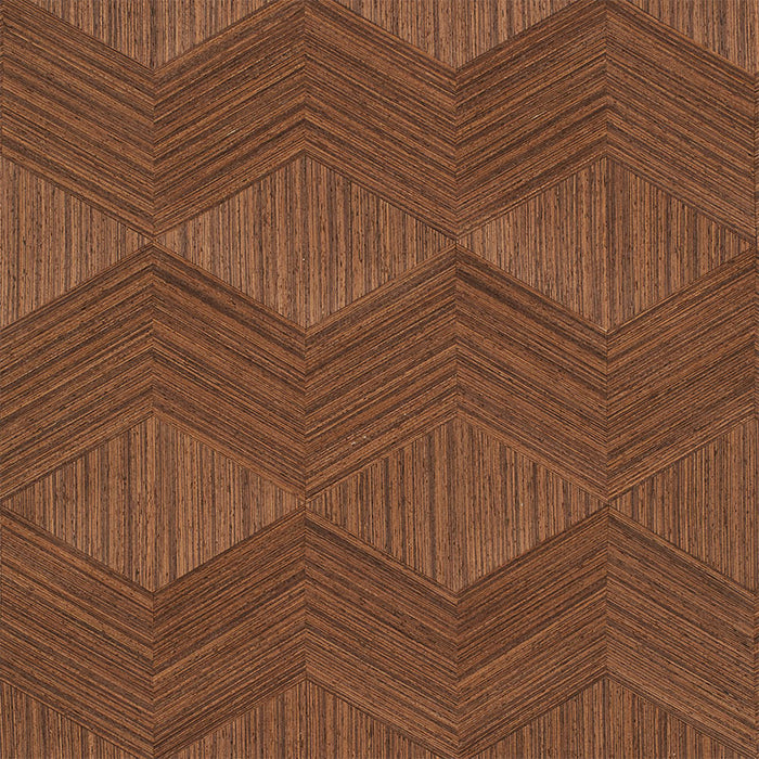 Schumacher Chevron Inlay Walnut Wallpaper Sample 5009631