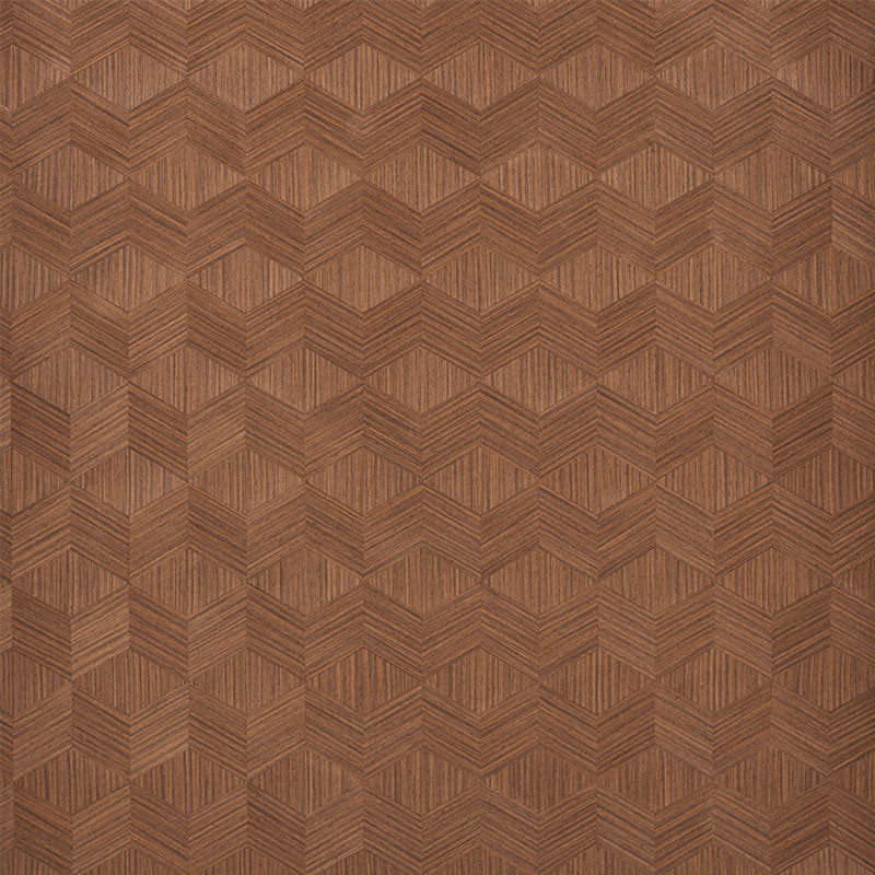 Schumacher Chevron Inlay Walnut Wallpaper 5009631