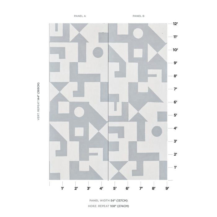 Schumacher Binary Panel Set Silver Wallpaper Sample 5009691