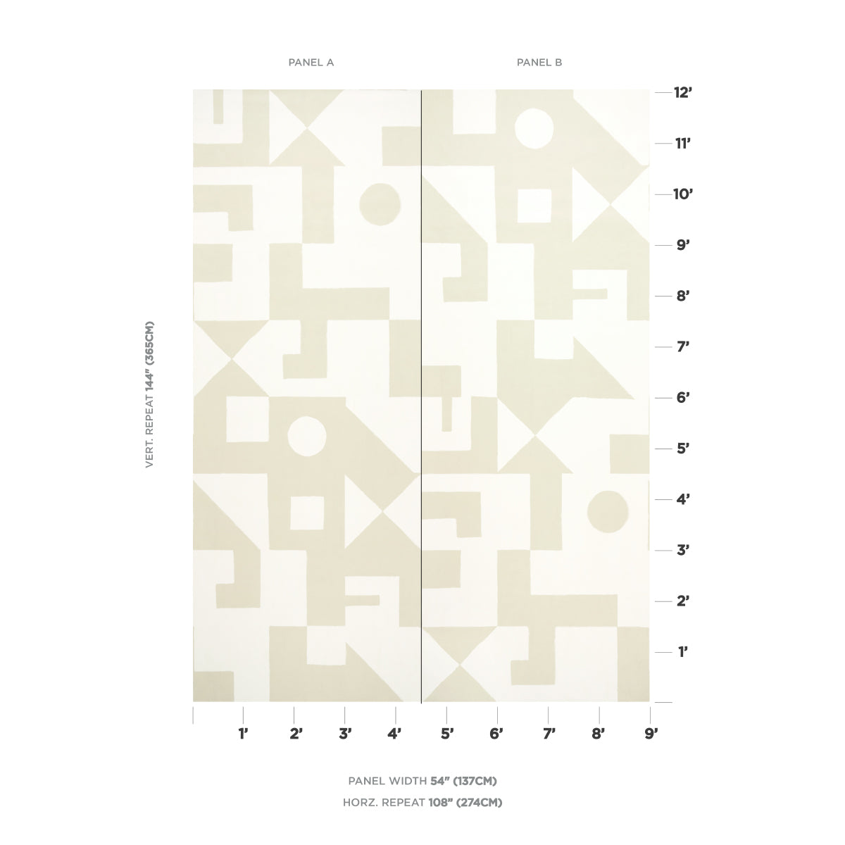 Schumacher Binary Panel Set Natural Wallpaper 5009693