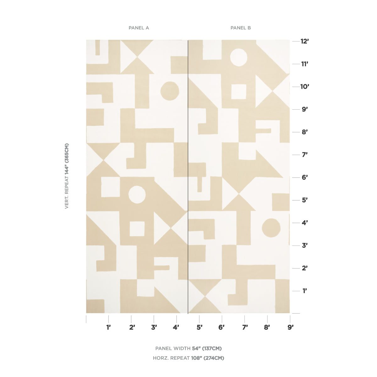 Schumacher Binary Panel Set Camel Wallpaper 5009694
