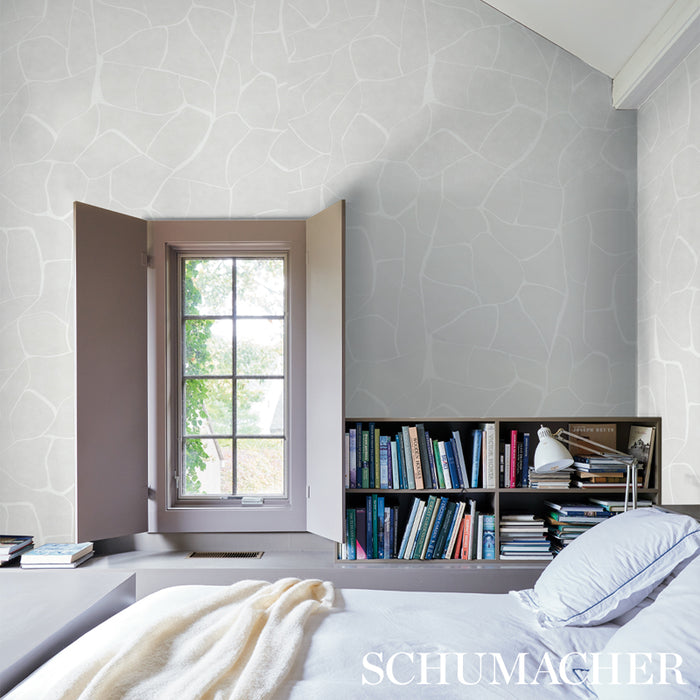 Schumacher Filigree Stone Wallpaper Sample 5009702